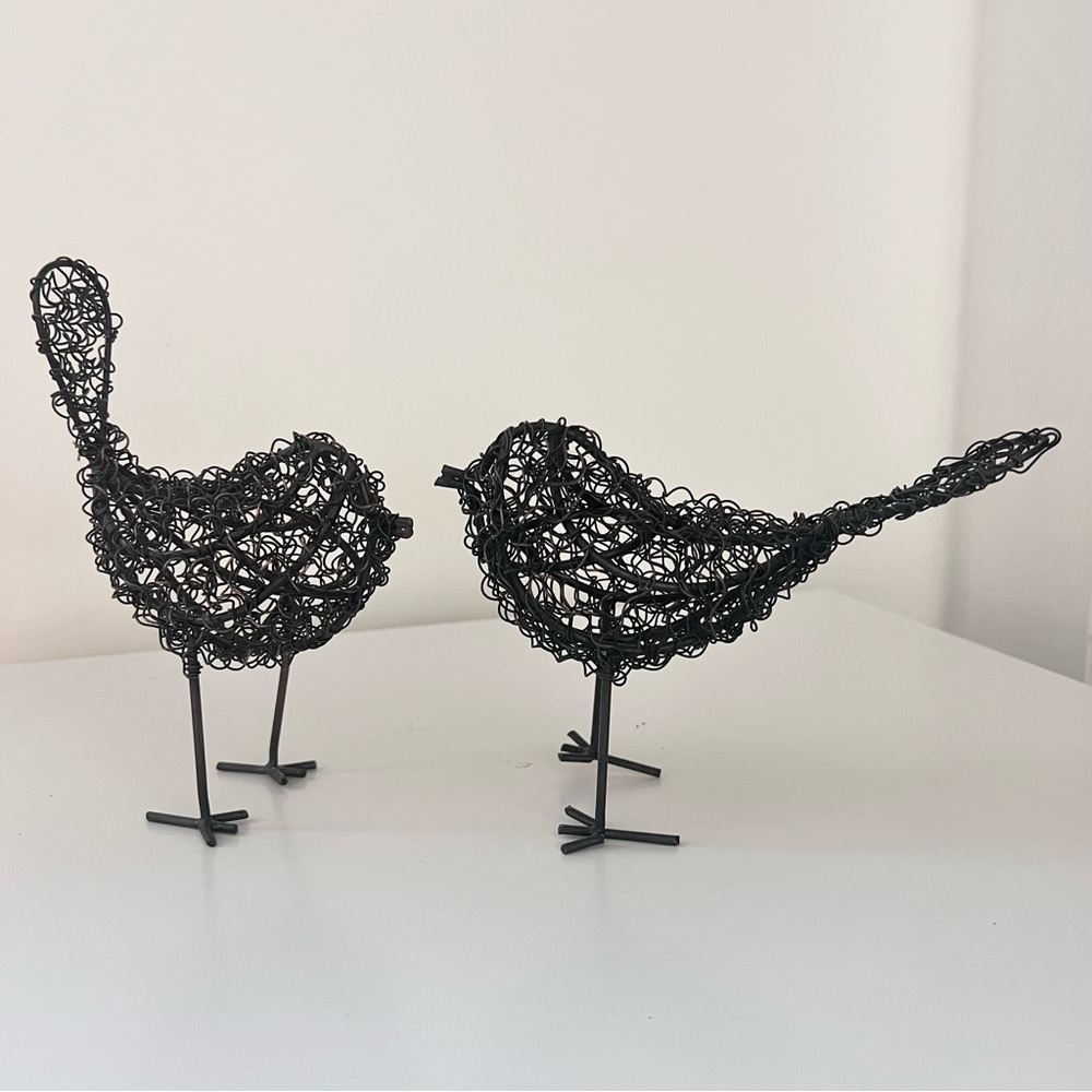 Abbot Collection Curly Woven Standing Bird - Artistic Black Wire Bird Figurines